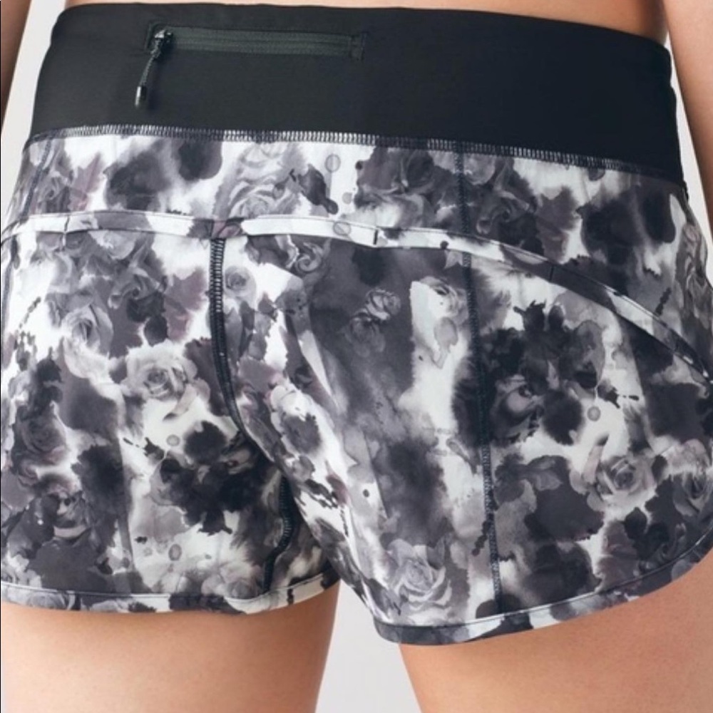 Lululemon black floral speed up shorts